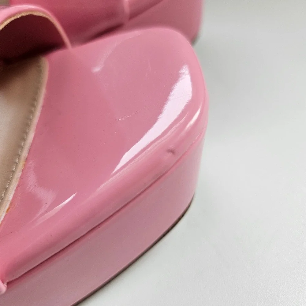 Madden Girl Pink Patent Platform Block Heels Womens 7.5M Strappy Sorority Hoco